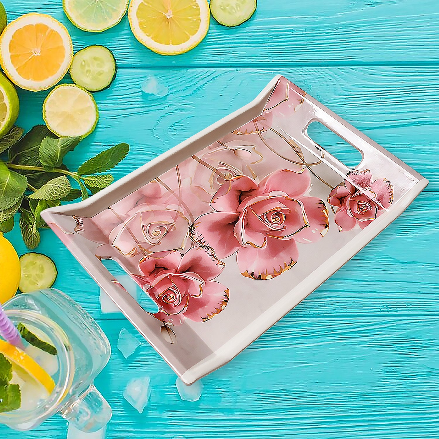 2292 Plastic Rectangular Shape Flower Printed Design Serving Tray 3 Pcs Home And Kitchen Use (3 Pcs Set) 2292 Plastic Rectangular Shape Flower Printed Design Serving Tray 3 Pcs Home And Kitchen Use (3 Pcs Set)